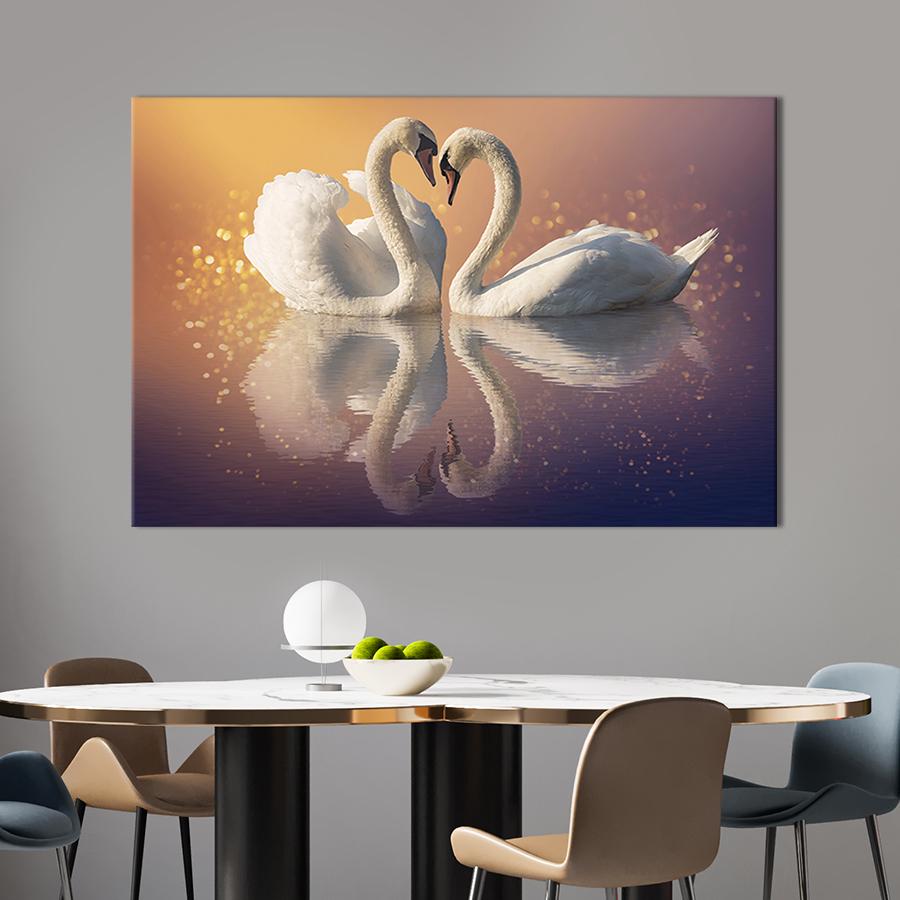 Картина на холсте Лебединая любовь 51x34 см (212-1)