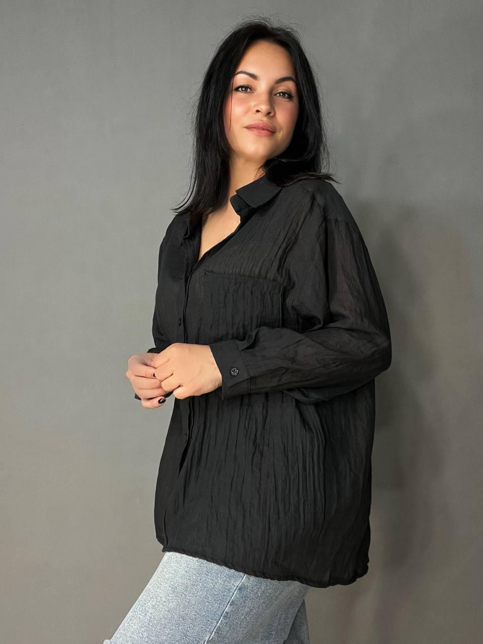 Рубашка женская Xingyue 388 с карманом жатка OS Черный (26730538) - фото 6 Рубашка женская Xingyue 388 с карманом жатка OS Черный (26730538) - фото 6