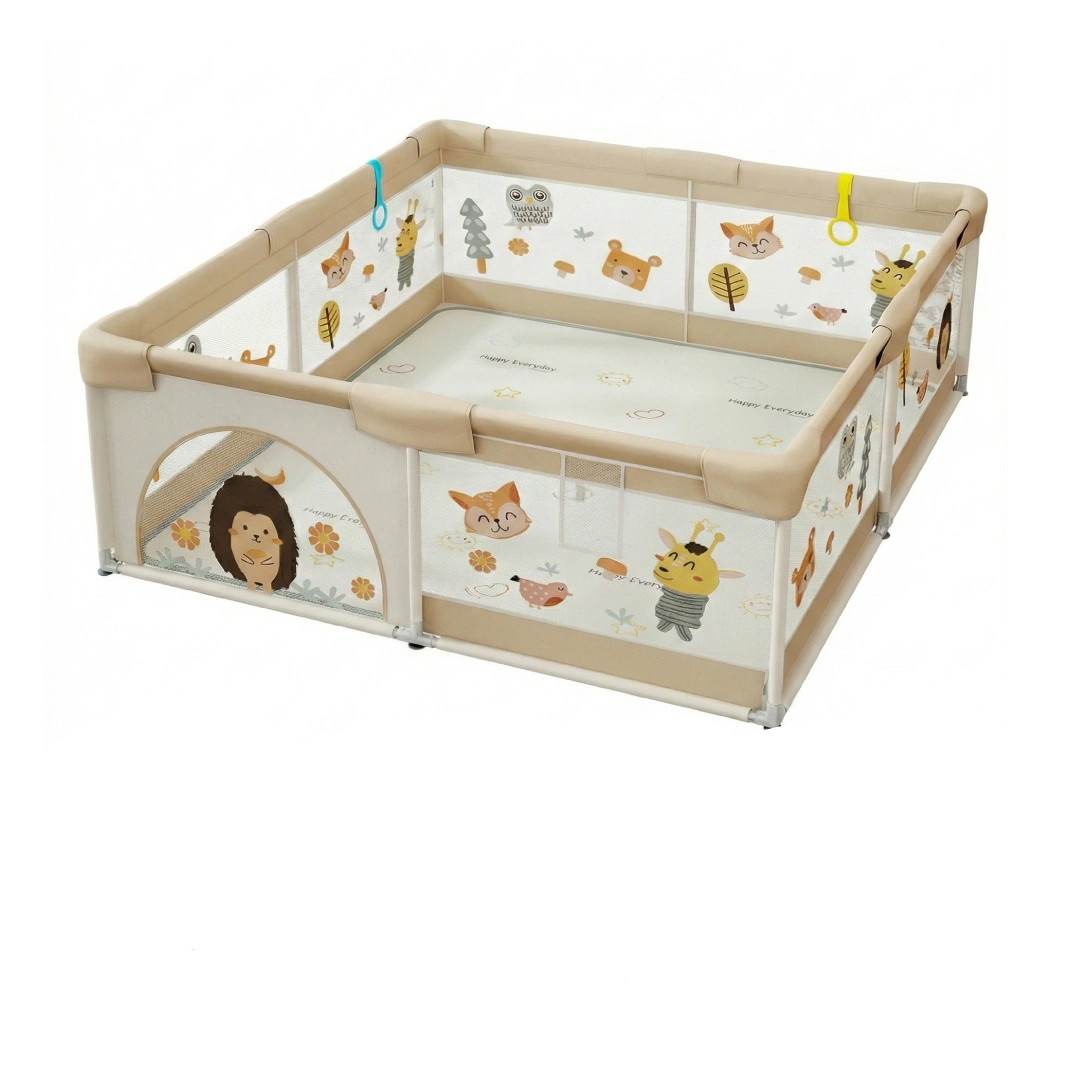 Детский манеж Детский манеж LEOBRO «Лесной ёжик» с кольцами для растяжки и мячами 180x200 см (LB-1006)