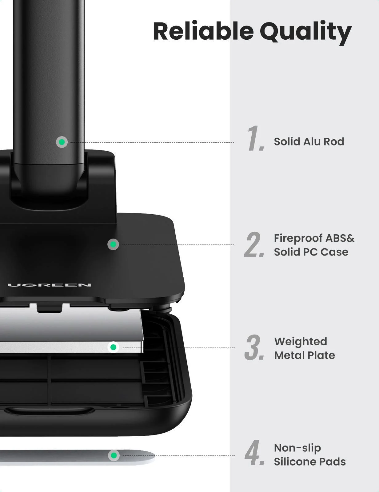 Подставка для телефона UGREEN LP373 складная настольная с регулируемой высотой Black (20435) - фото 2 Подставка для телефона UGREEN LP373 складная настольная с регулируемой высотой Black (20435) - фото 2