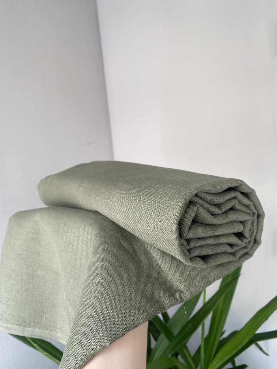 Ткань скатертная LINEN PLUS льняная 143 см 594 Хаки - фото 6