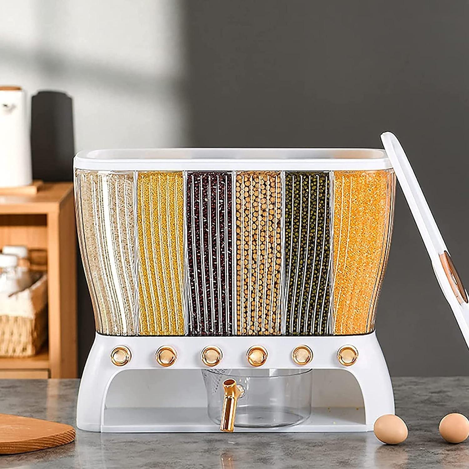 Диспенсер для круп и сыпучих продуктов с дозатором на 6 отделений до 10 кг Белый (13304587)