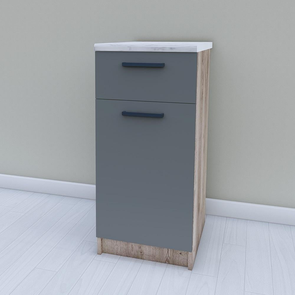 Тумба нижняя для кухни Opendoors МП4 без столешницы 400 мм Графитовый/Аликанте (МП4/10)