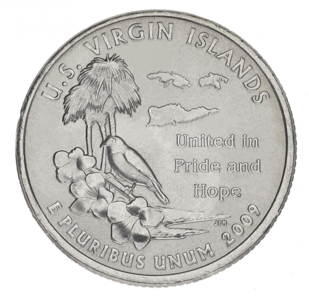 Коллекционная монета США 25 центов 2009 D Штаты и территории - Американские Виргинские острова UNC (KM#449)
