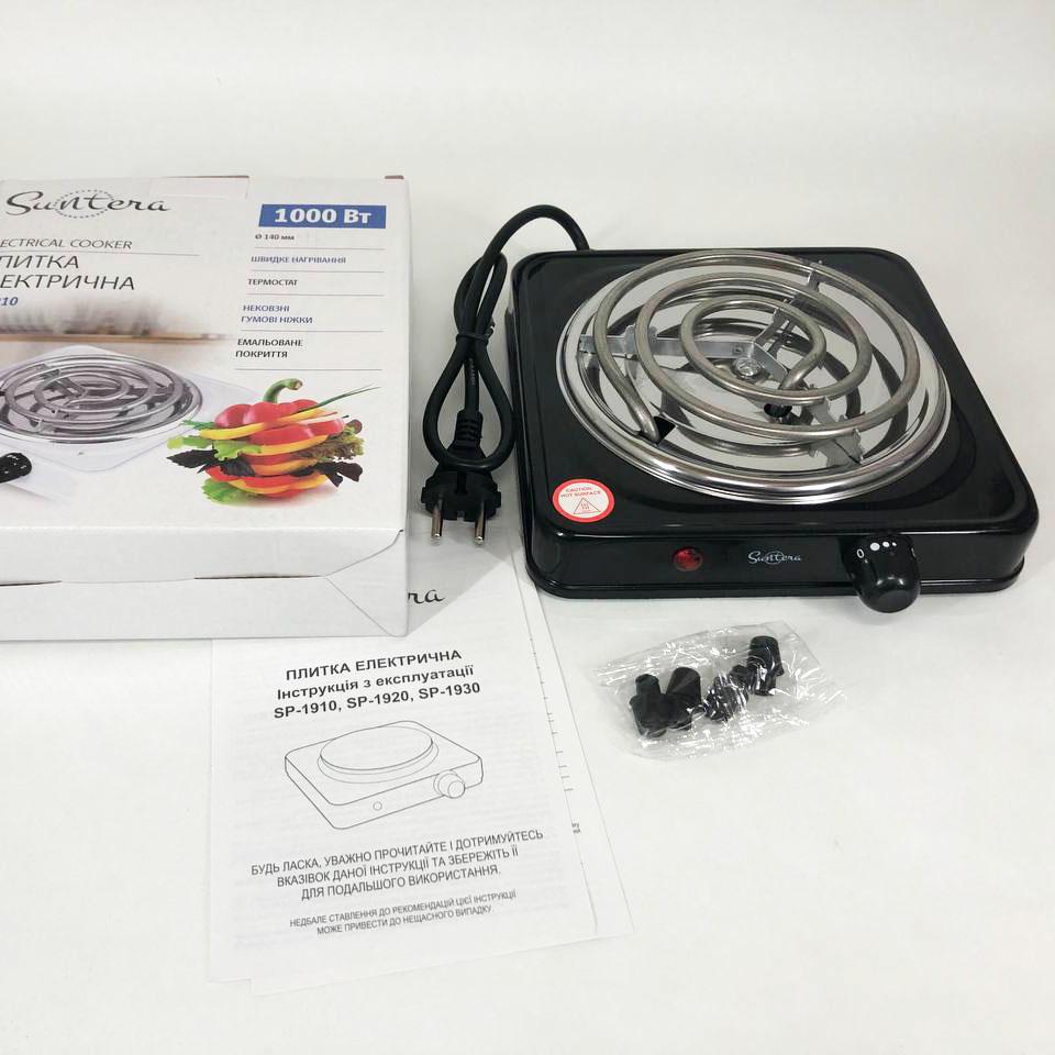 Плита электрическая Suntera электроплита 1000w Черный (SP-1910) - фото 5 Плита электрическая Suntera электроплита 1000w Черный (SP-1910) - фото 5