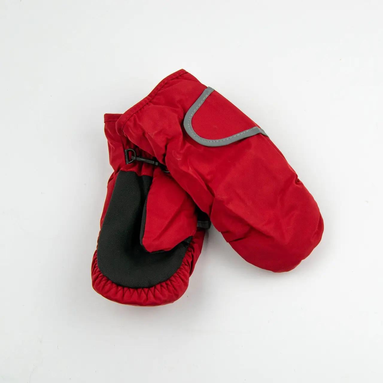 Детские перчатки болоневые лыжные на липучке 4-7 лет размер 3 Красный (24-12-58а)