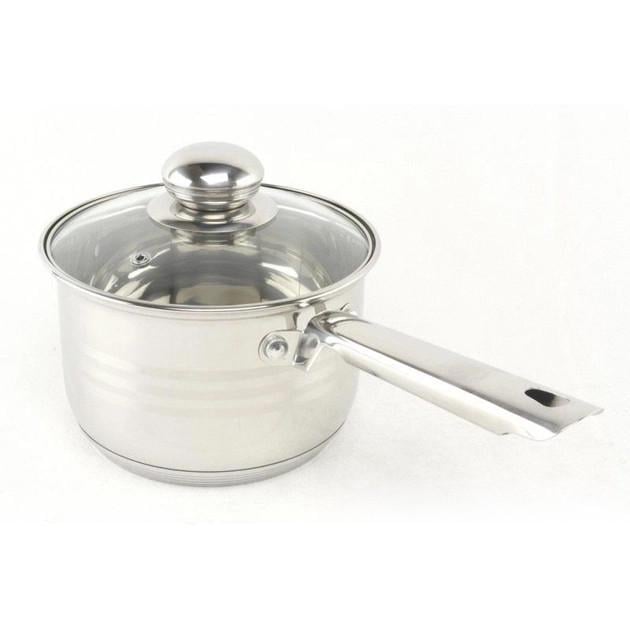 Ковш из нержавеющей стали со стеклянной крышкой 1,4 л ø 14 см