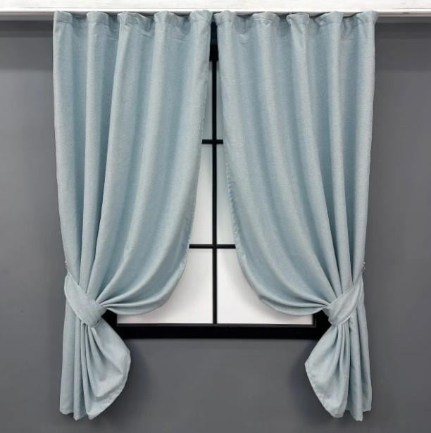 Шторы лен 1,3х1,7 м 2 шт. Голубой (1333ш)