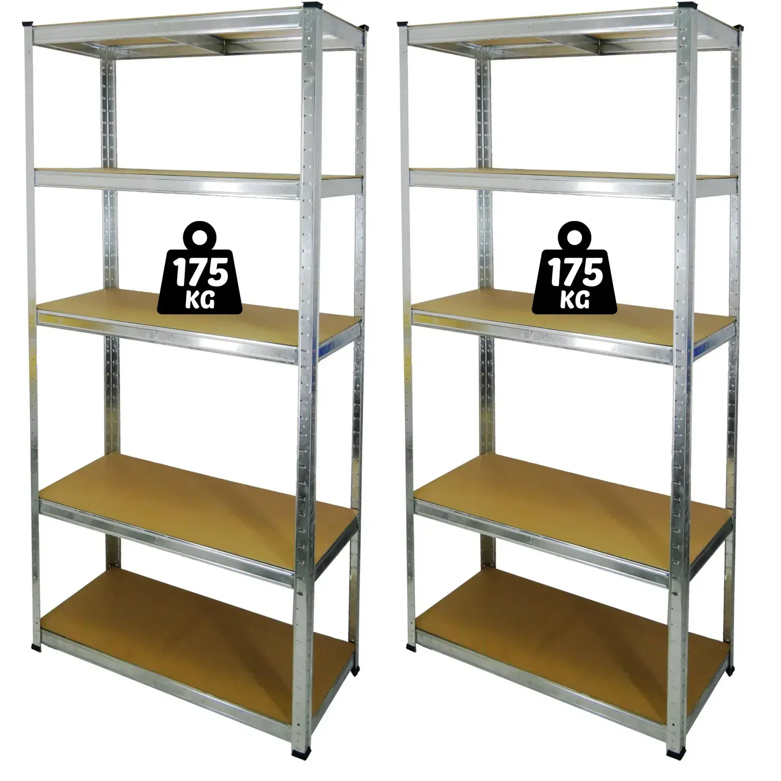 Набір з металевих стелажів 180x90x30 см 5 полиць навантаження 175 кг на полицю 2 шт. Сірий (32111817)