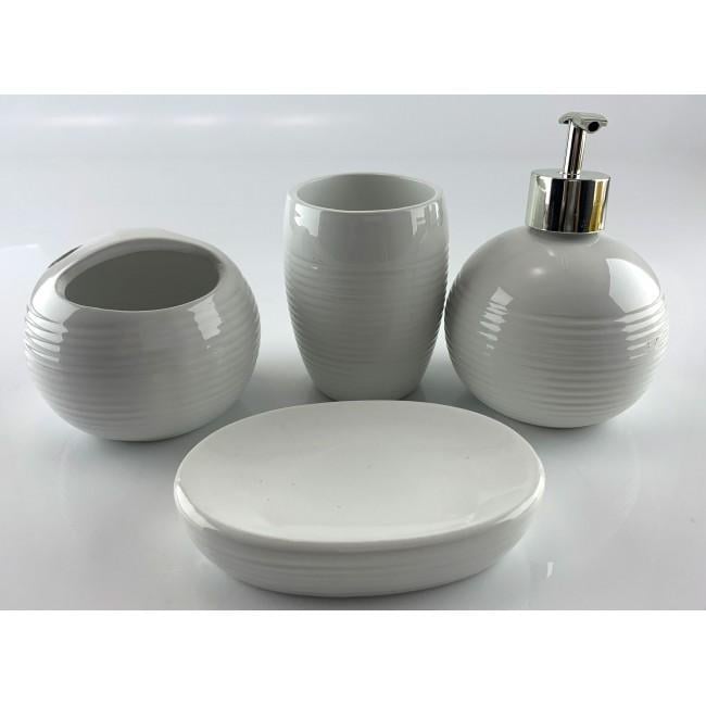 Набір для ванної кімнати керамічний Білий 17х14х10 см (32774)