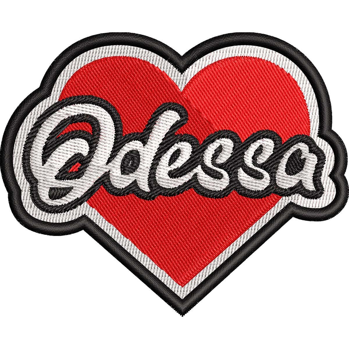 Нашивка патч надпись Odessa на сердце 9x7 см Красный (190620374)