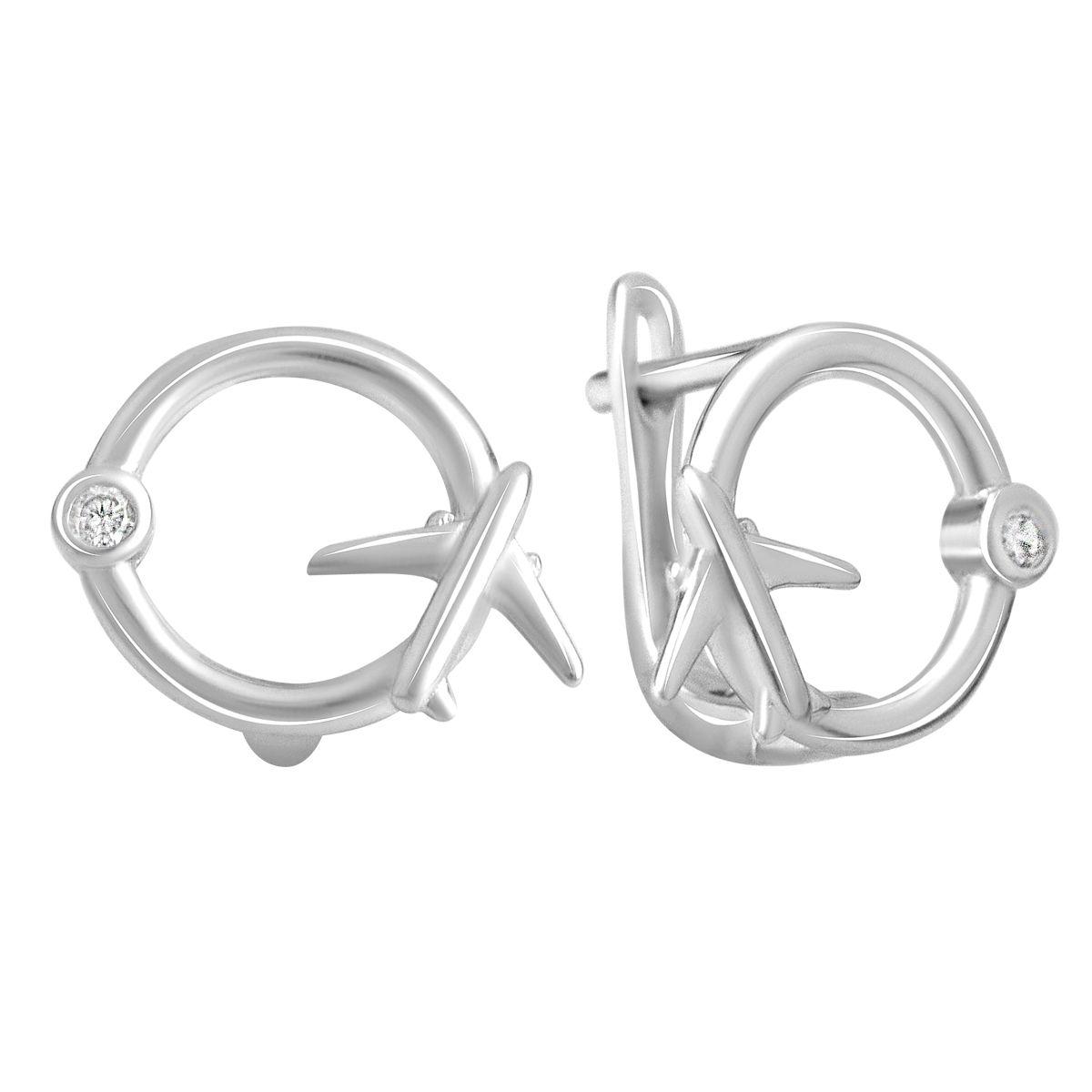 Серьги серебряные с фианитами (2136859)