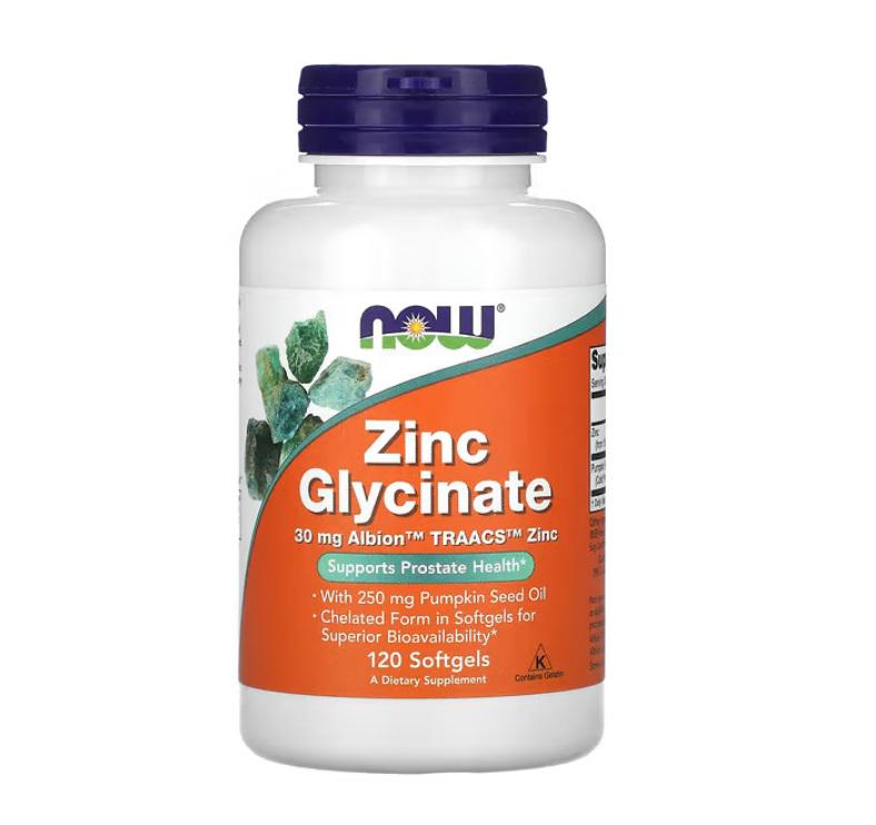 Гліцинат цинку NOW ZINC GLYCINATE 30 мг 120 мяких кап.