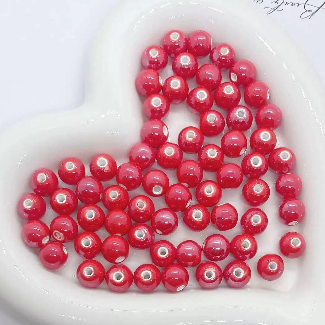 Бусины Шар керамические 8 мм 5 шт. Красный (КБ0008ш07)