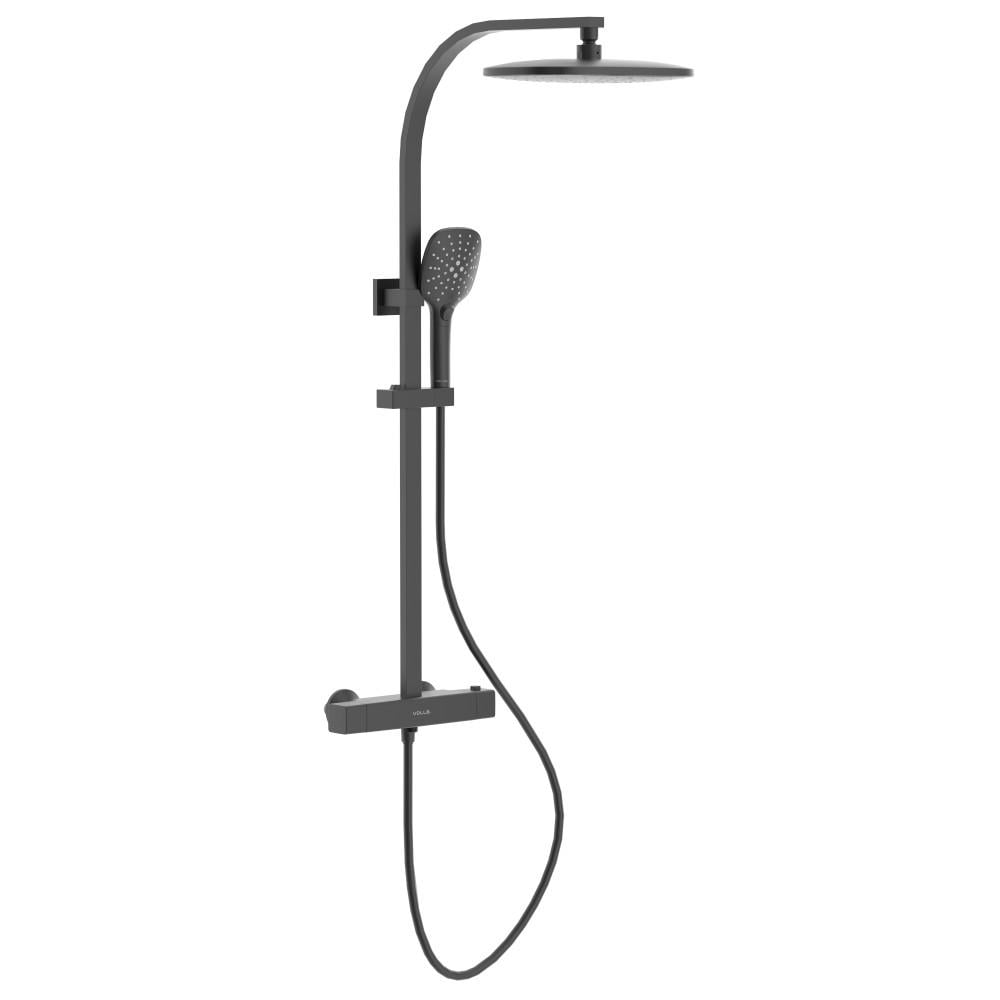 Душевая система VOLLE Sistema с термостатом нержавеющая сталь Черный матовый (1599.090104)
