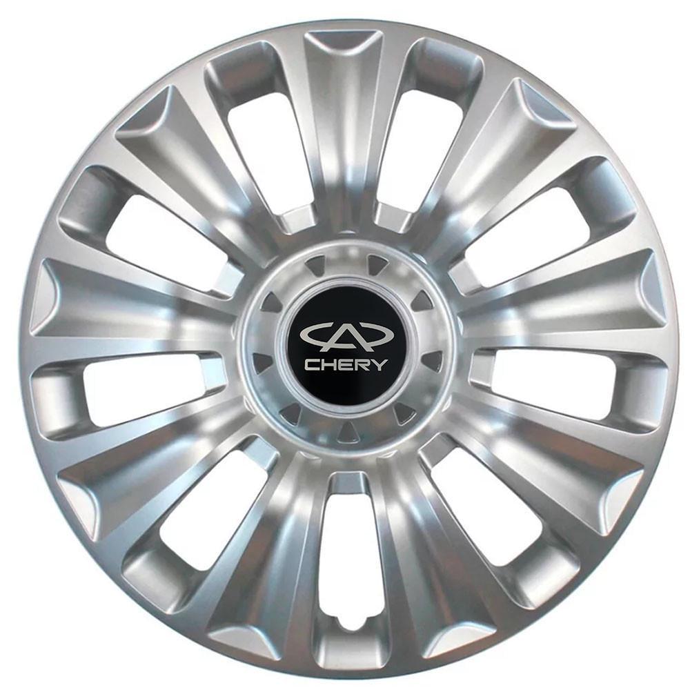 Колпаки SJS с логотипом Chery 424 R16 4 шт. Серебряный (31006359)