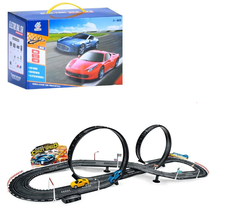 Іграшка дитяча Гоночний автотрек KC-6605B 2 пульти на шнурі від мережі 670 см (KC-6605B)