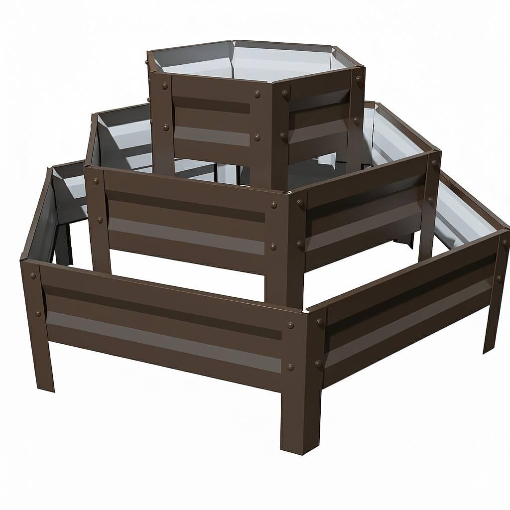Клумба для цветов SIMBUD Карпатская горка многоярусная 0,45 мм 60x140 см RAL8019 глянец