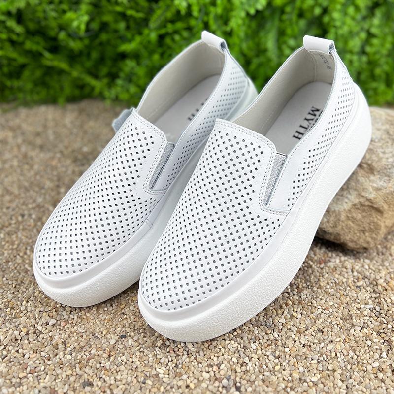 Лофери жіночі шкіряні Е-0010152-1 з імітацією перфорації р. 39 25 см Білий (25330851) - фото 2