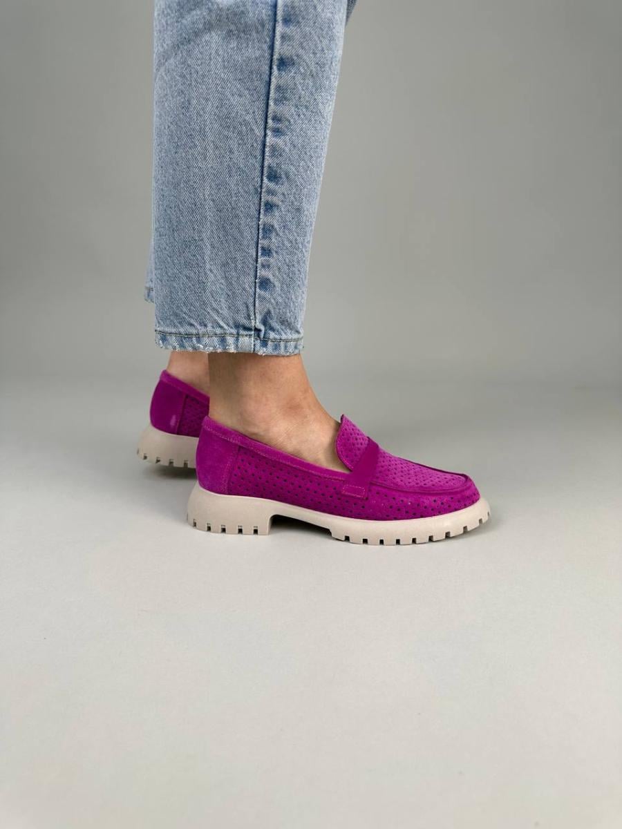 Лоферы женские из нубука Фуксии р. 41 (2900/41)