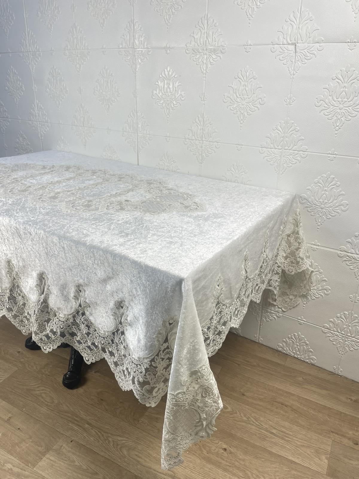 Скатертина велюрова Acme Tekstil PVS Lisa 160x220 см Krem (CN37748) - фото 2