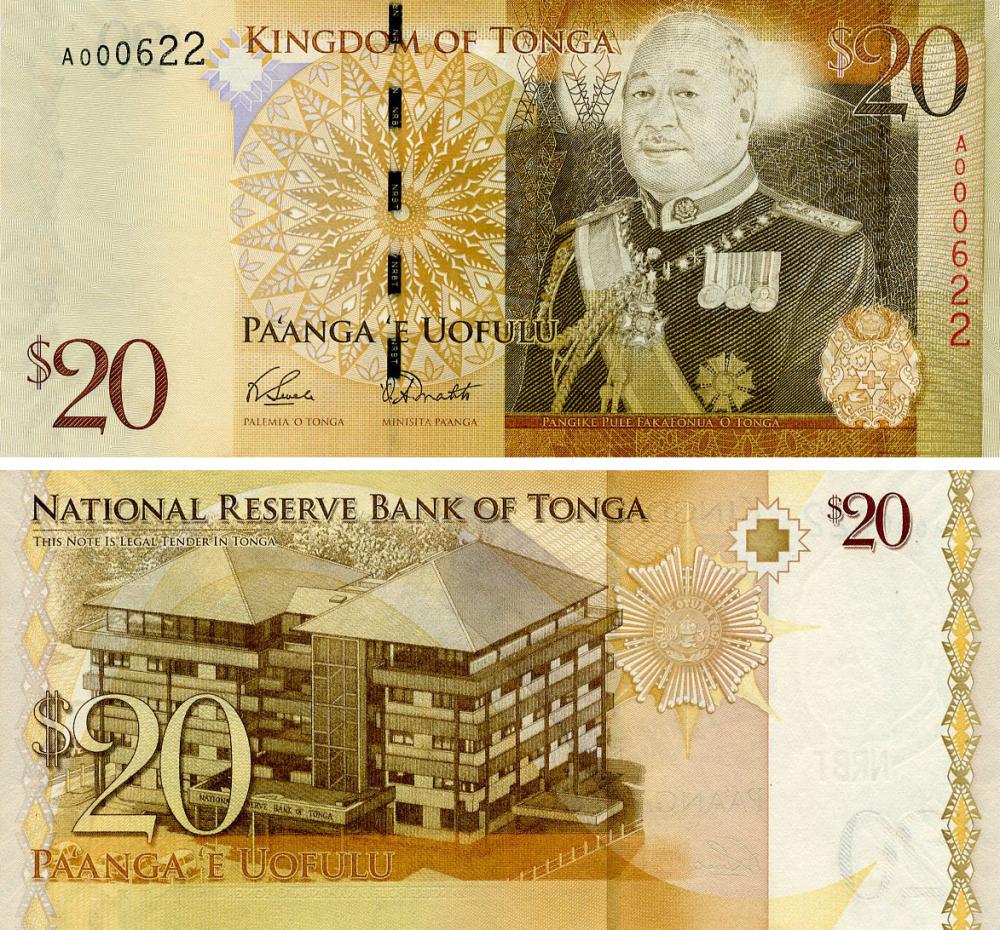 Коллекционная банкнота Тонга 20 паанга 2009 (2014) UNC (P41a)