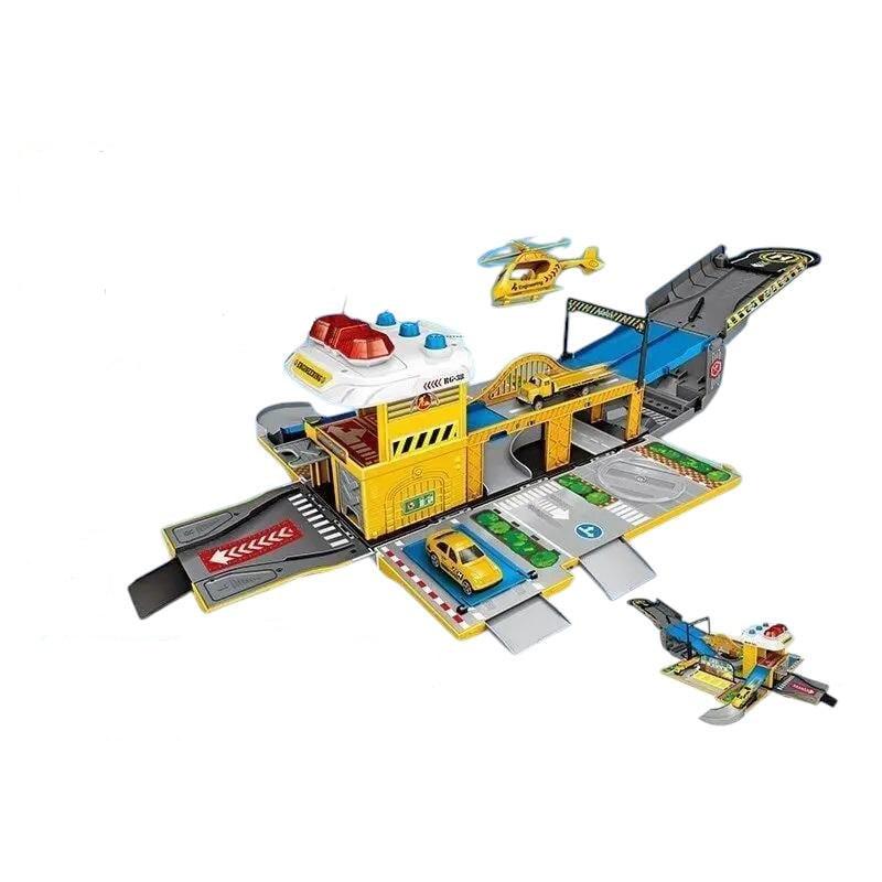 Ігровий набір WinTek Engineering паркінг/інженерна вантажівка 2в1 2 металопластикові машинки вертоліт звукові/світлові ефекти (G_6399) - фото 5