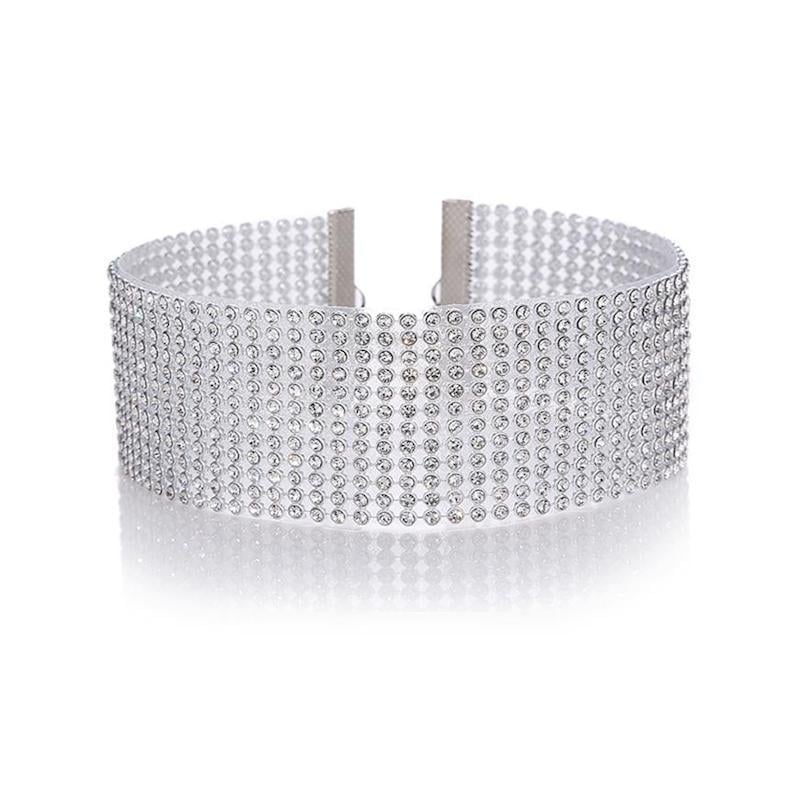 Широкий чокер со стразами Белый (2789190644)