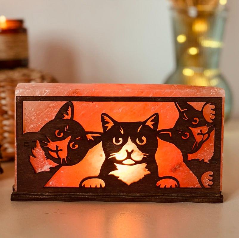 Соляная лампа Три кота из гималайской соли 2 кг (Д-bahmut-006)