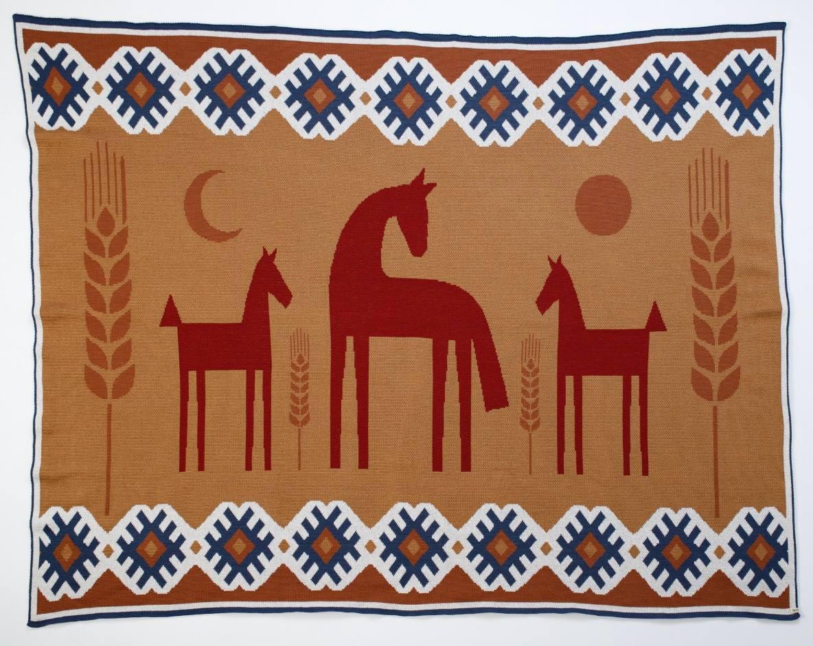 Плед трикотажний Родина коників Темно-коричневий