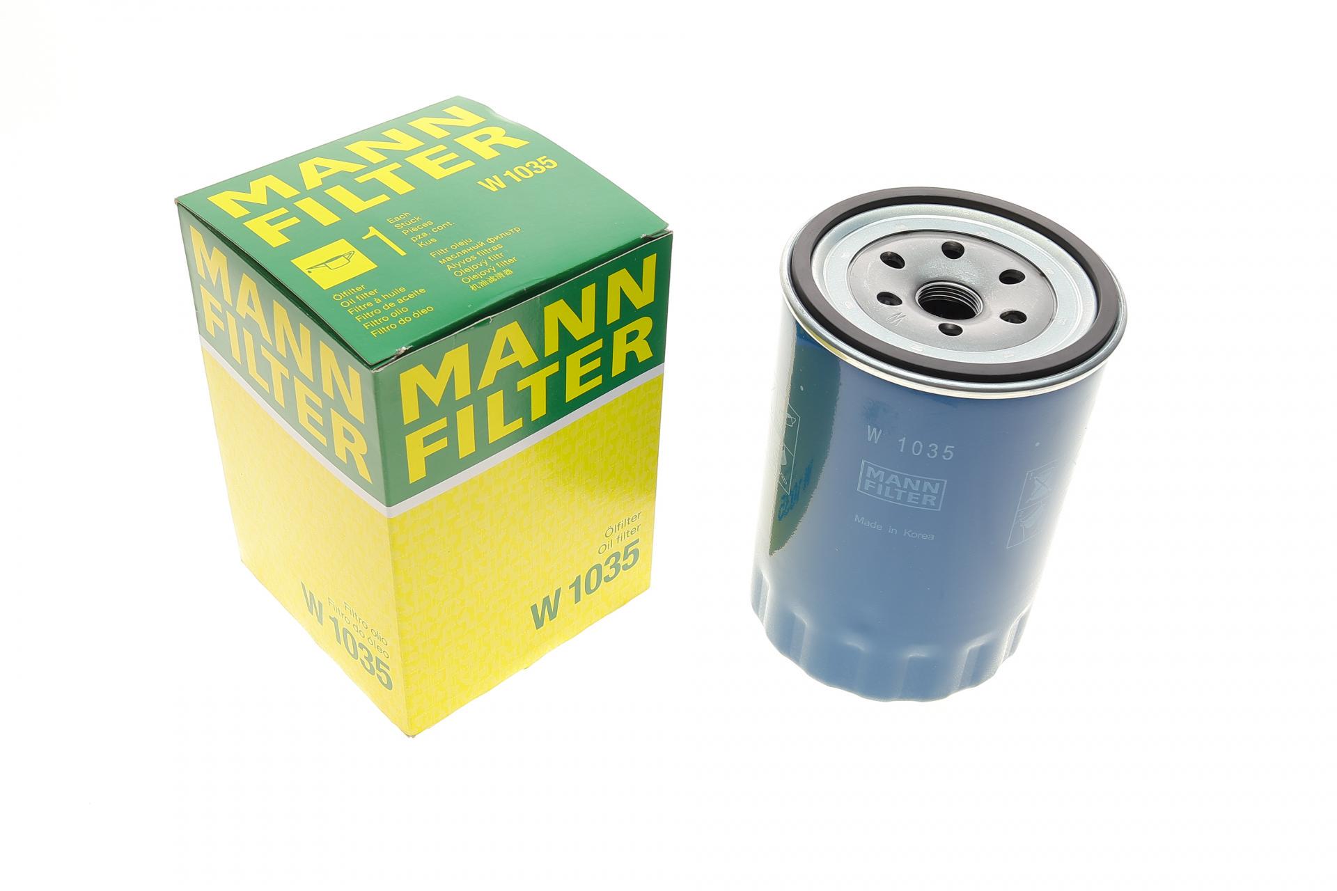 Фильтр масляный Mann-Filter для Kia K2700/Pregio 2,7D 99- (W 1035)
