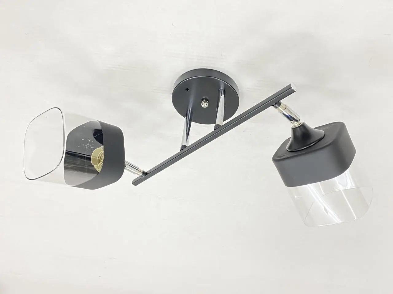 Люстра потолочная Valeso 91134/2 на 2 плафона Черный/Хром (28686869)