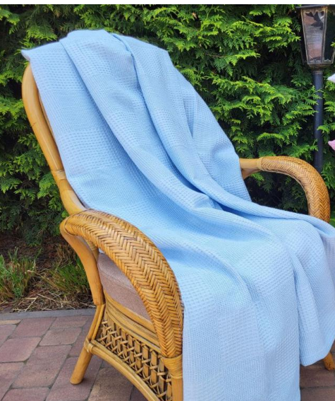 Покрывало Пике Вафелька 160x220 см Голубой (11169) - фото 1 Покрывало Пике Вафелька 160x220 см Голубой (11169) - фото 1