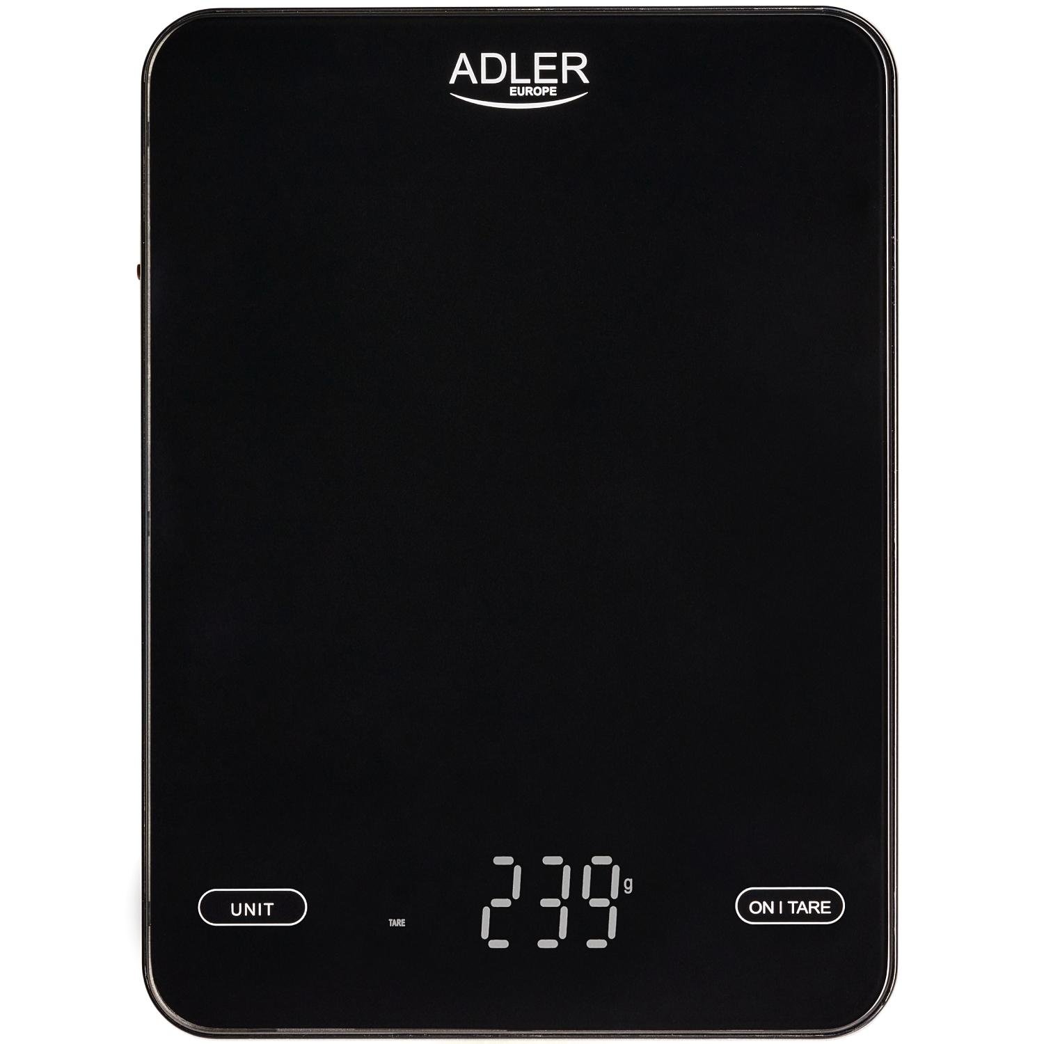 Ваги кухонні електронні Adler AD 3177 до 10 кг USB Type-C скляні з автовимкненням Black (CR3175B) Ваги кухонні електронні Adler AD 3177 до 10 кг USB Type-C скляні з автовимкненням Black (CR3175B)