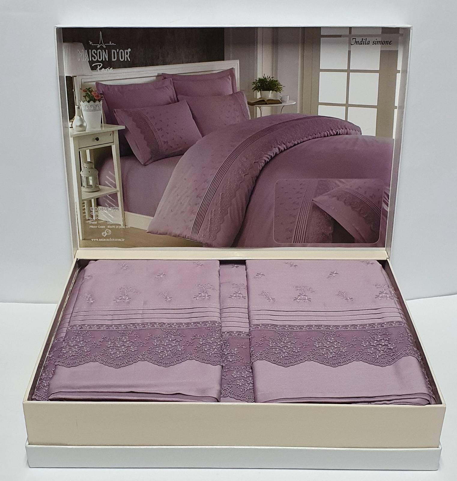 Комплект постельного белья Maison D'or R J.Simone с кружевом 200х220 Lilac (CN7076)