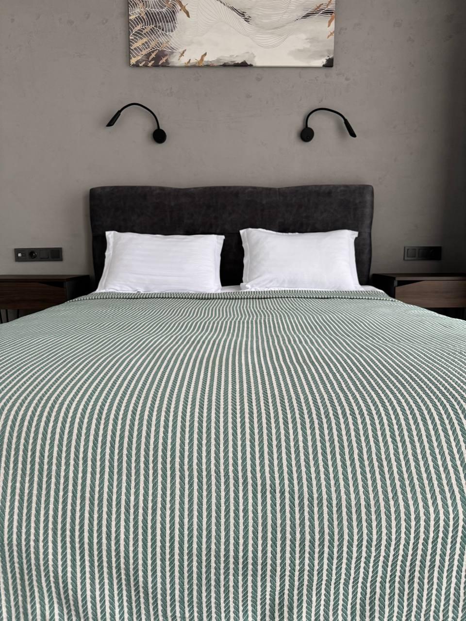 Плед хлопковый Косичка комбинированная 220x230 см Ментоловый (11812-F7-220x230cm) - фото 5 Плед хлопковый Косичка комбинированная 220x230 см Ментоловый (11812-F7-220x230cm) - фото 5