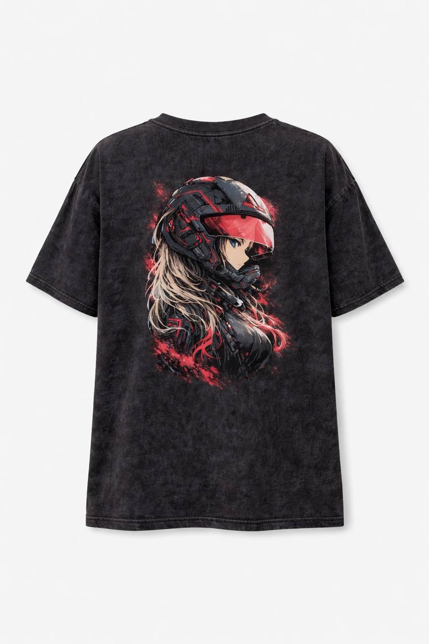 Футболка Cyber Helmet Girl acid wash XL Графітовий Футболка Cyber Helmet Girl acid wash XL Графітовий