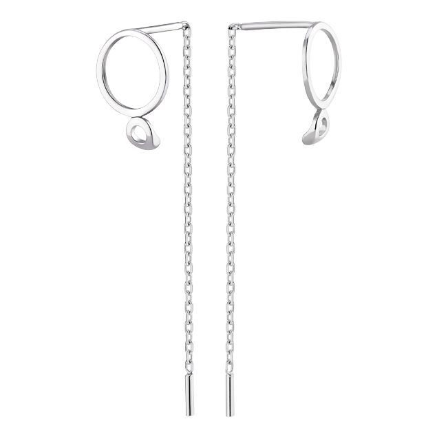 Серебряные серьги-протяжки две Сферы без камней