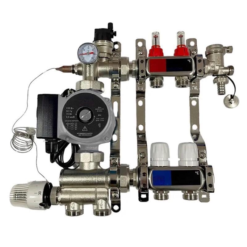 Коллектор Standard на 2 выхода и смесительная группа с насосом 1"-3/4"