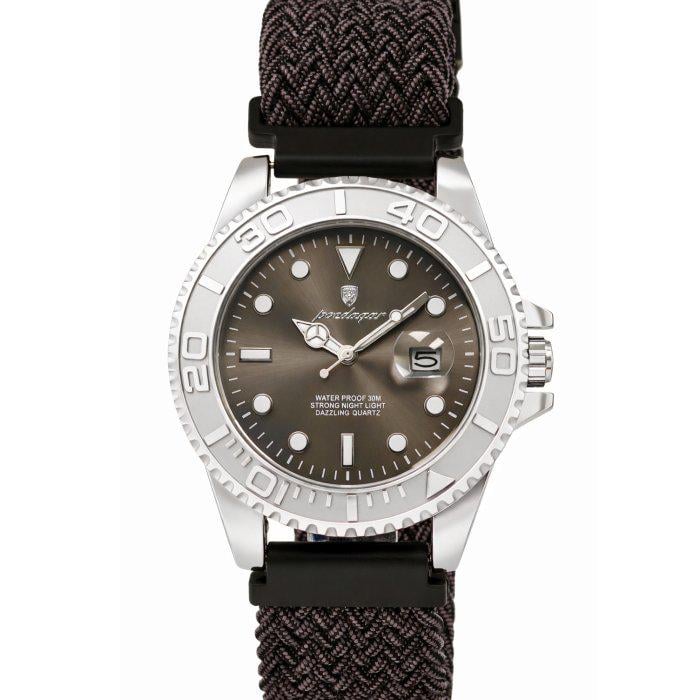 Часы мужские Poedagar Pilot Nylon 2 ремешки со стальным корпусом 43х13 мм Серебро/Черный (150-96-2153)