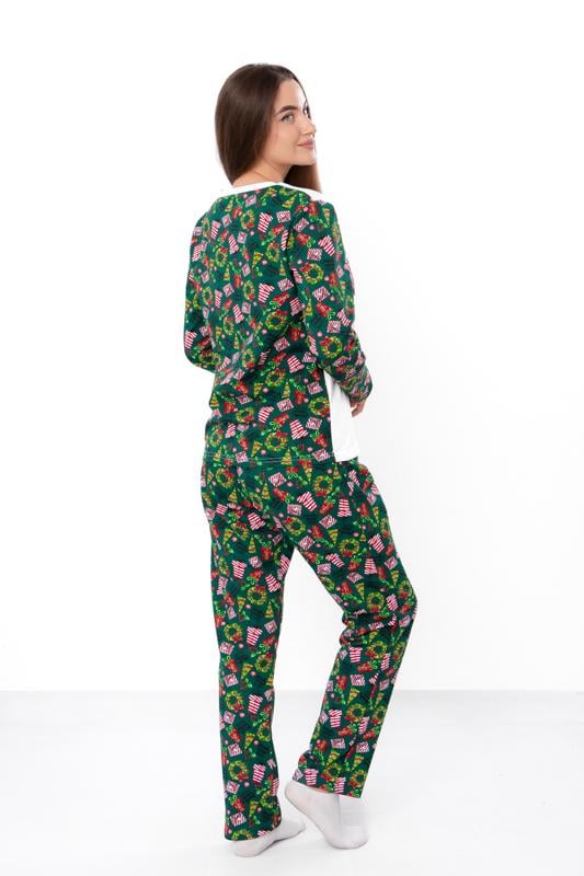 Піжама жіноча кофта та штани з новорічним принтом Носи Своє Family look р. 46 Смарагдовий (8249-3) - фото 3 Піжама жіноча кофта та штани з новорічним принтом Носи Своє Family look р. 46 Смарагдовий (8249-3) - фото 3