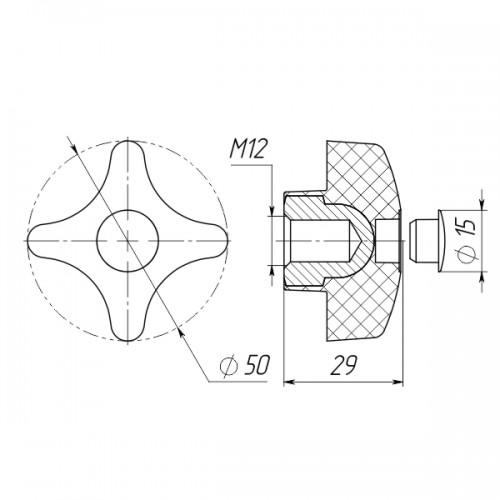 Фиксатор Steelfix М12 D50 мм глухой 40 шт. Черный (273647) - фото 2