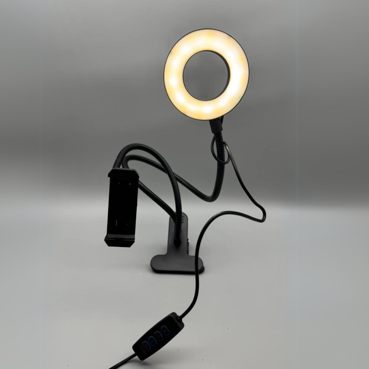 Лампа кільцева Led з гнучким кріпленням для телефону 9 см та ніжка прищіпка Professional Live Streem 50 см (LS-0066-Black)