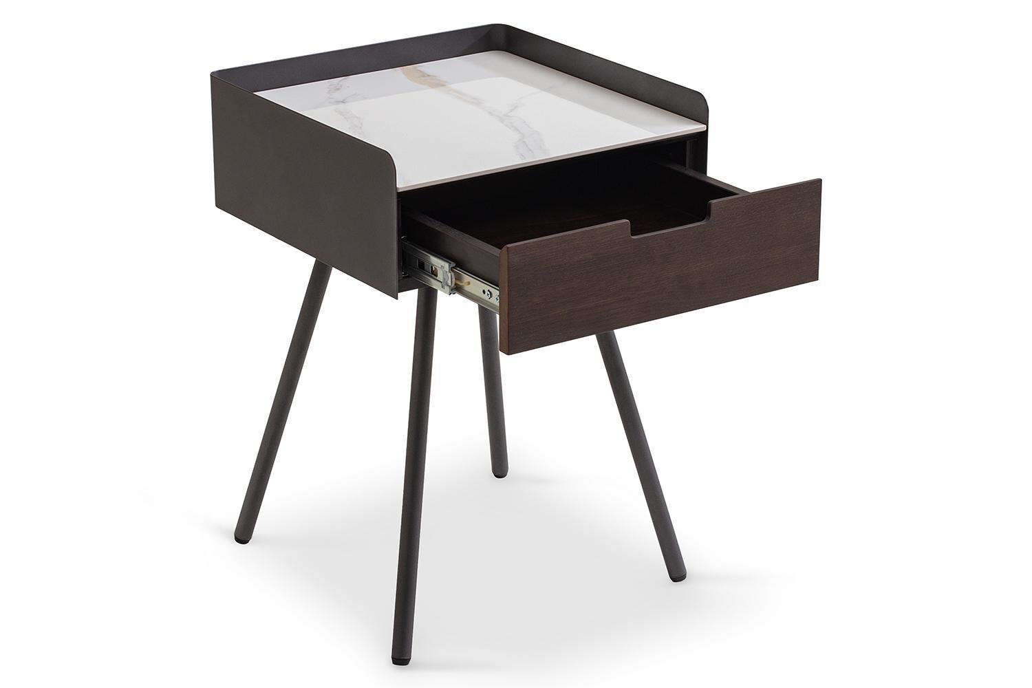 Тумбочка прикроватная Matteo 1 ящик Lilac ice top walnut canaletto (16045) - фото 3 Тумбочка прикроватная Matteo 1 ящик Lilac ice top walnut canaletto (16045) - фото 3