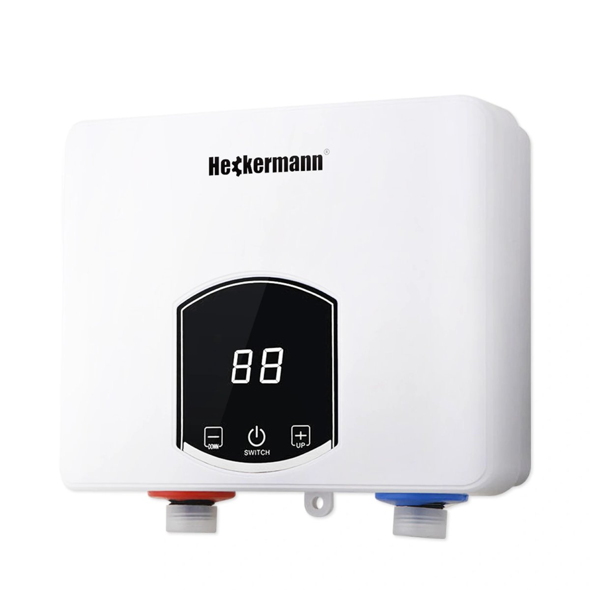 Водонагреватель электрический проточный Heckermann 5.5 кВт дисплей LCD с сенсорным управлением и регулировкой температуры Белый