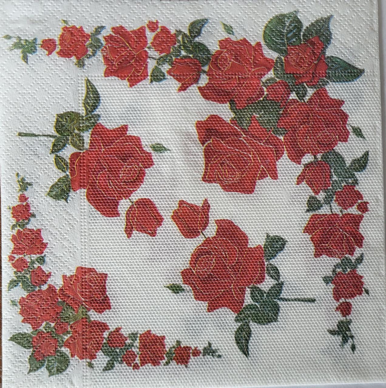 Салфетки столовые бумажные Sharm Роза 33х33 см 20 шт. (31514074)