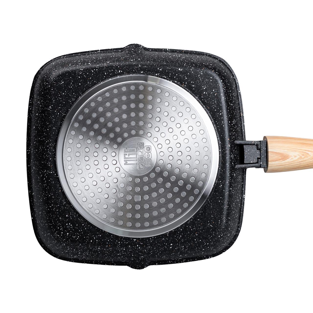 Сковорода-гриль алюмінієва MGC зі скляною кришкою та ручкою квадратна 24 см Чорний - фото 3 Сковорода-гриль алюмінієва MGC зі скляною кришкою та ручкою квадратна 24 см Чорний - фото 3