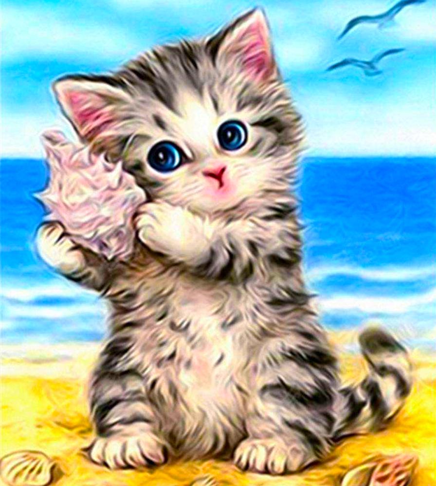 Алмазная мозаика Emerald Craft Котенок с ракушкой 30x30 см (22791)