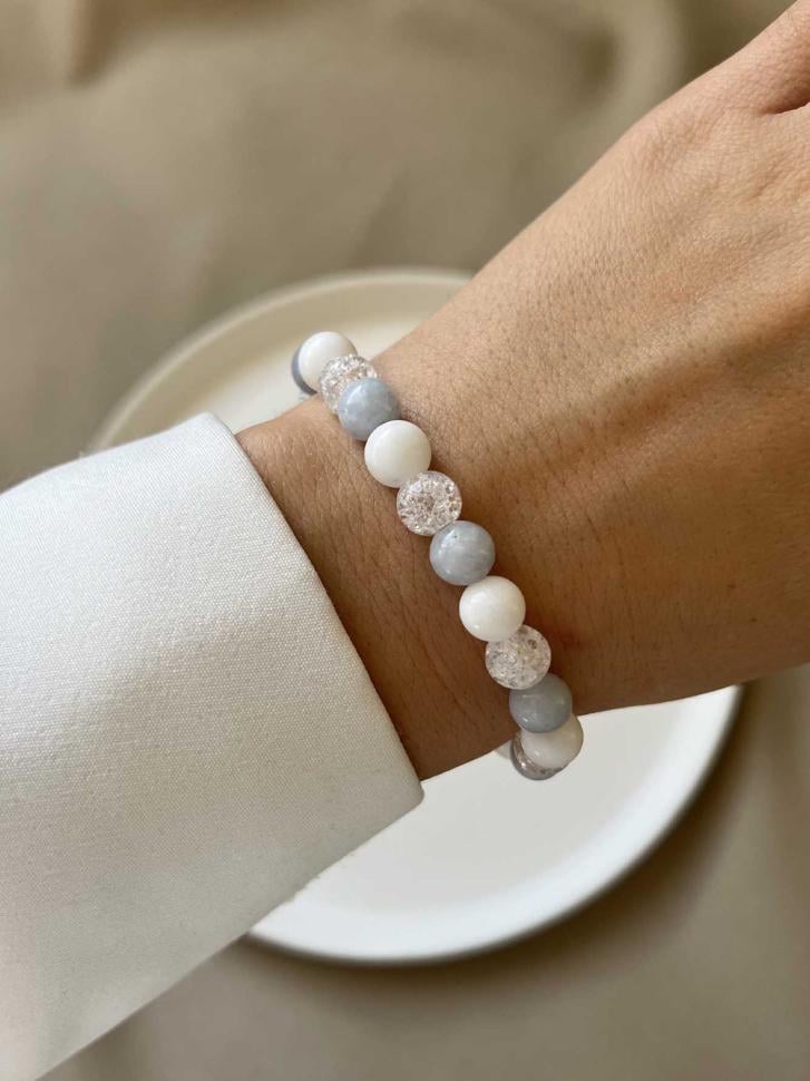 Браслет из натуральных камней аквамарина/хрусталя/нефрита (4849) Браслет из натуральных камней аквамарина/хрусталя/нефрита (4849)