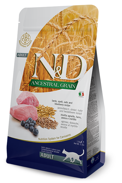 Корм сухий N&D Low Grain Cat Lamb&Blueberry низькозерновий для дорослих котів ягня/чорниця 1,5 кг